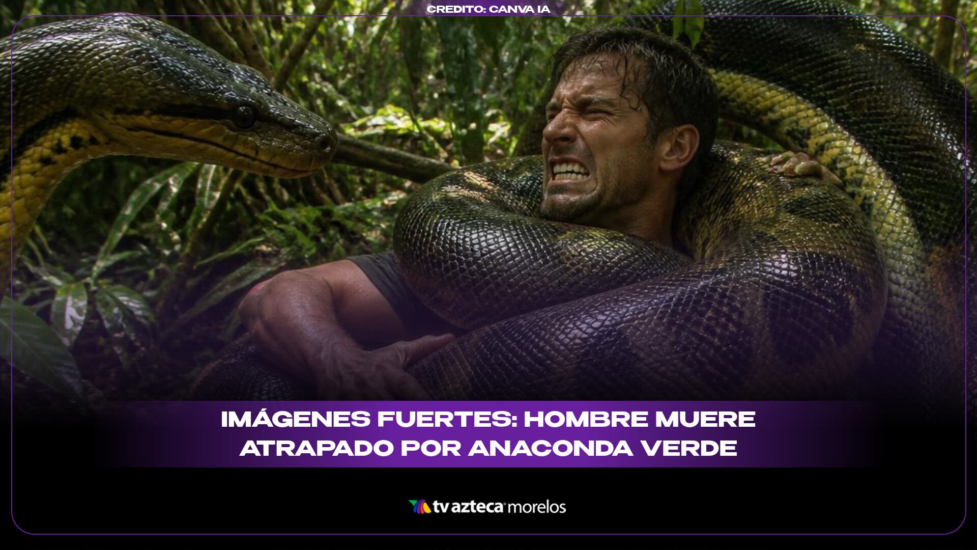 IMÁGENES FUERTES: Hombre muere atrapado por anaconda verde