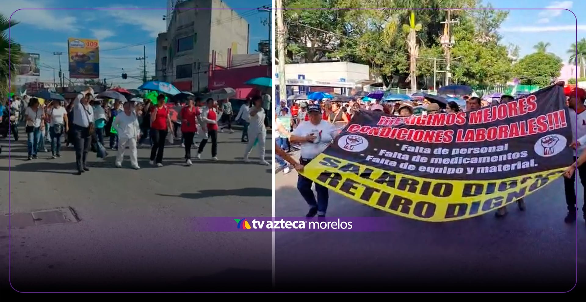 Protestan por insumos médicos y derechos laborales en el IMSS