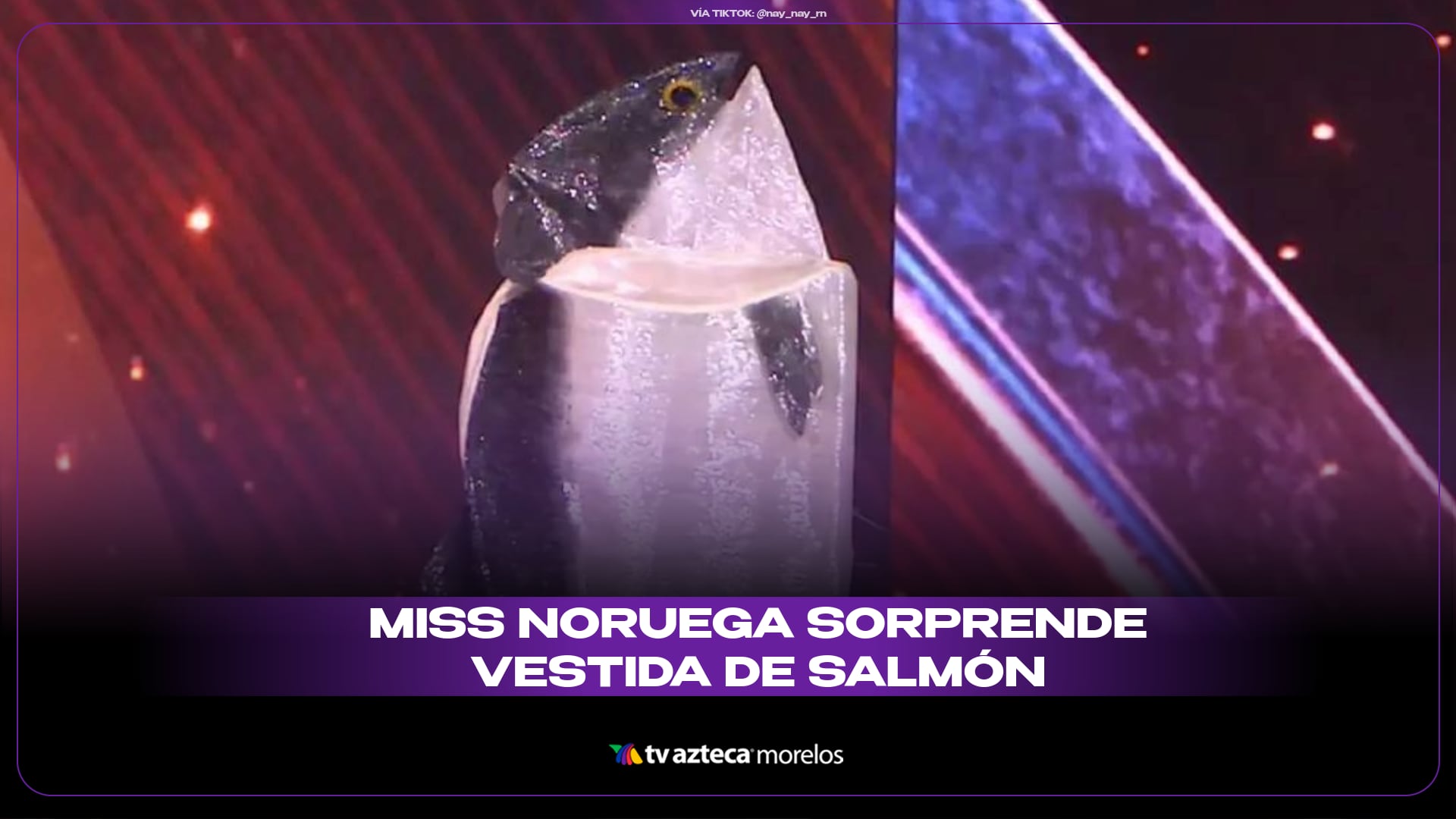 MISS NORUEGA SORPRENDE VESTIDA DE SALMON