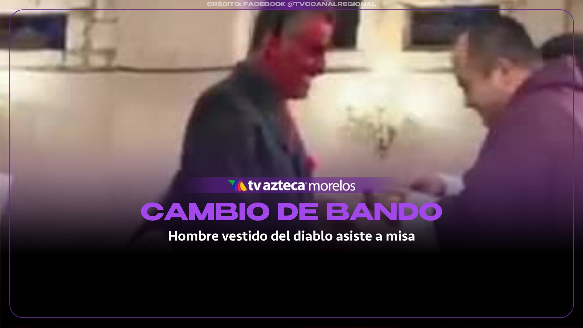 Hombre disfrazado de Satanás es captado comulgando en iglesia