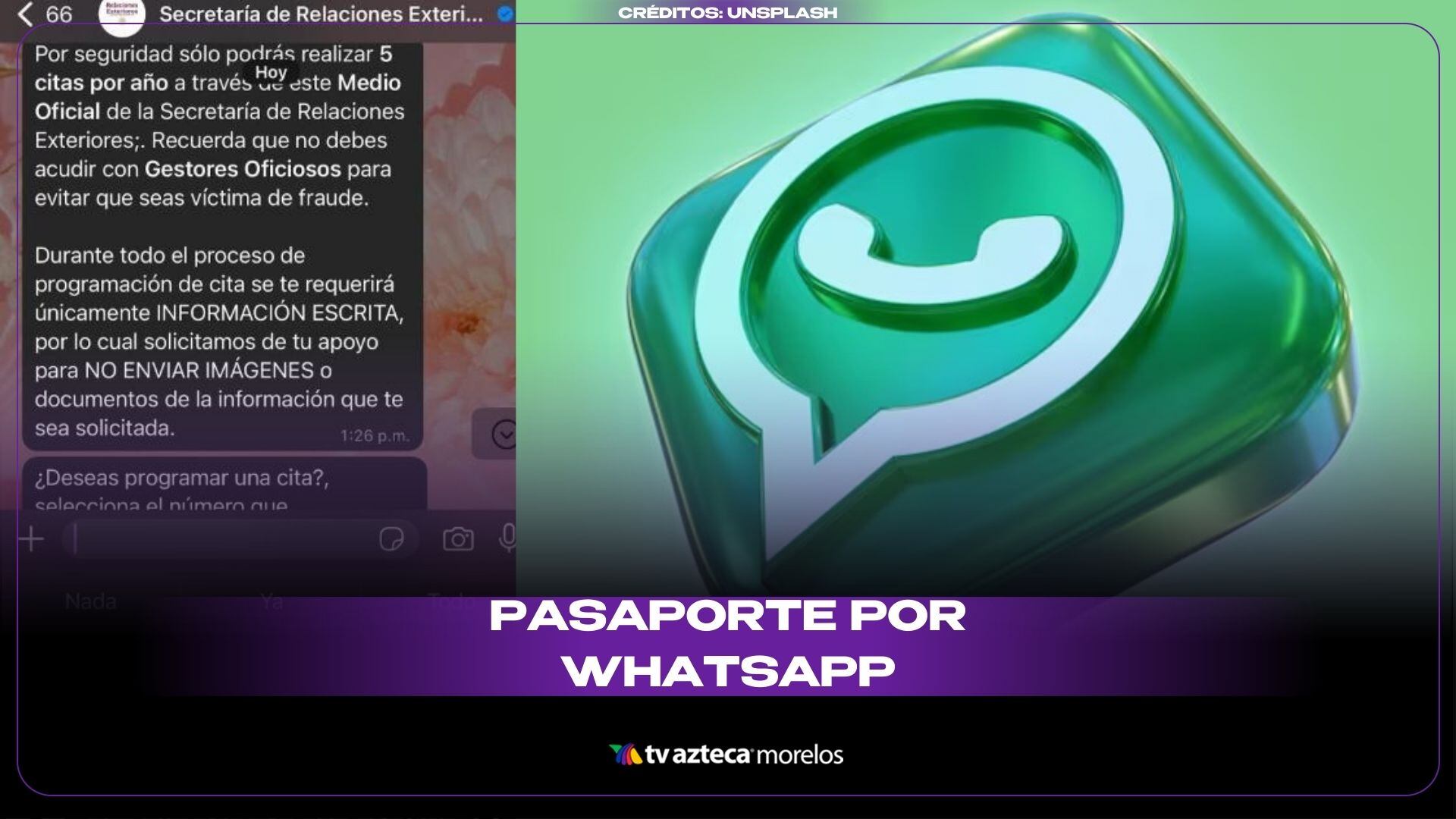 Agenda la cita para solicitar tu pasaporte por WhatsApp